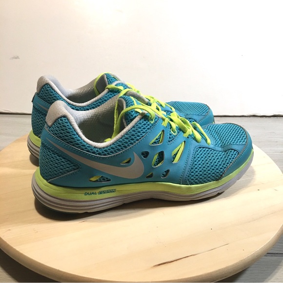 Nike Womens Dual Fusion Lite Running Shoes Turquoise 599560-403 Lace Up Mesh 8.5 - Picture 2 of 8